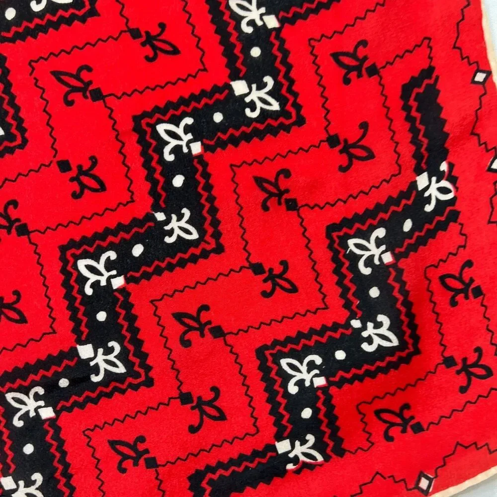 Vintage fleur de lis red silk scarf red white blue, square